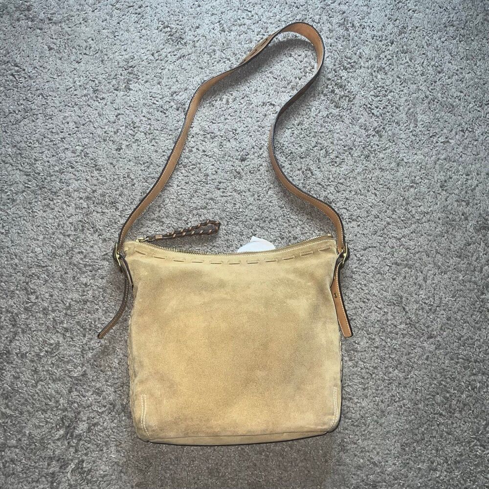 Ladies COACH Beige Tan Suede and Leather Shoulder Bag K3S-9112 VTG - Picture 2 of 7